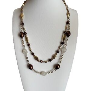 Elegant Gold and Copper Beaded Necklace